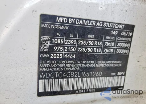 2020 Mercedes-Benz Gla 250 4Matic z USA, uszkodzony, nr VIN WDCTG4GB2LJ651260